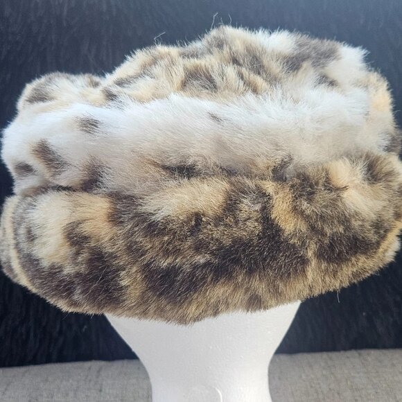 Women Hat Warm Winter Russian Style Faux Fur Brown/Tan Round Cap hat New main image 5
